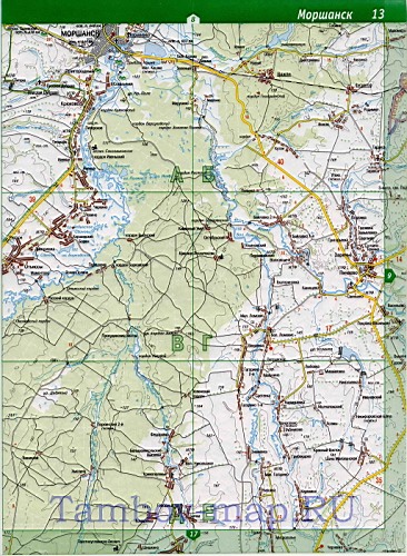 Карта Моршанского района Тамбовской обл. Топографическая карта - Моршанскийрайон