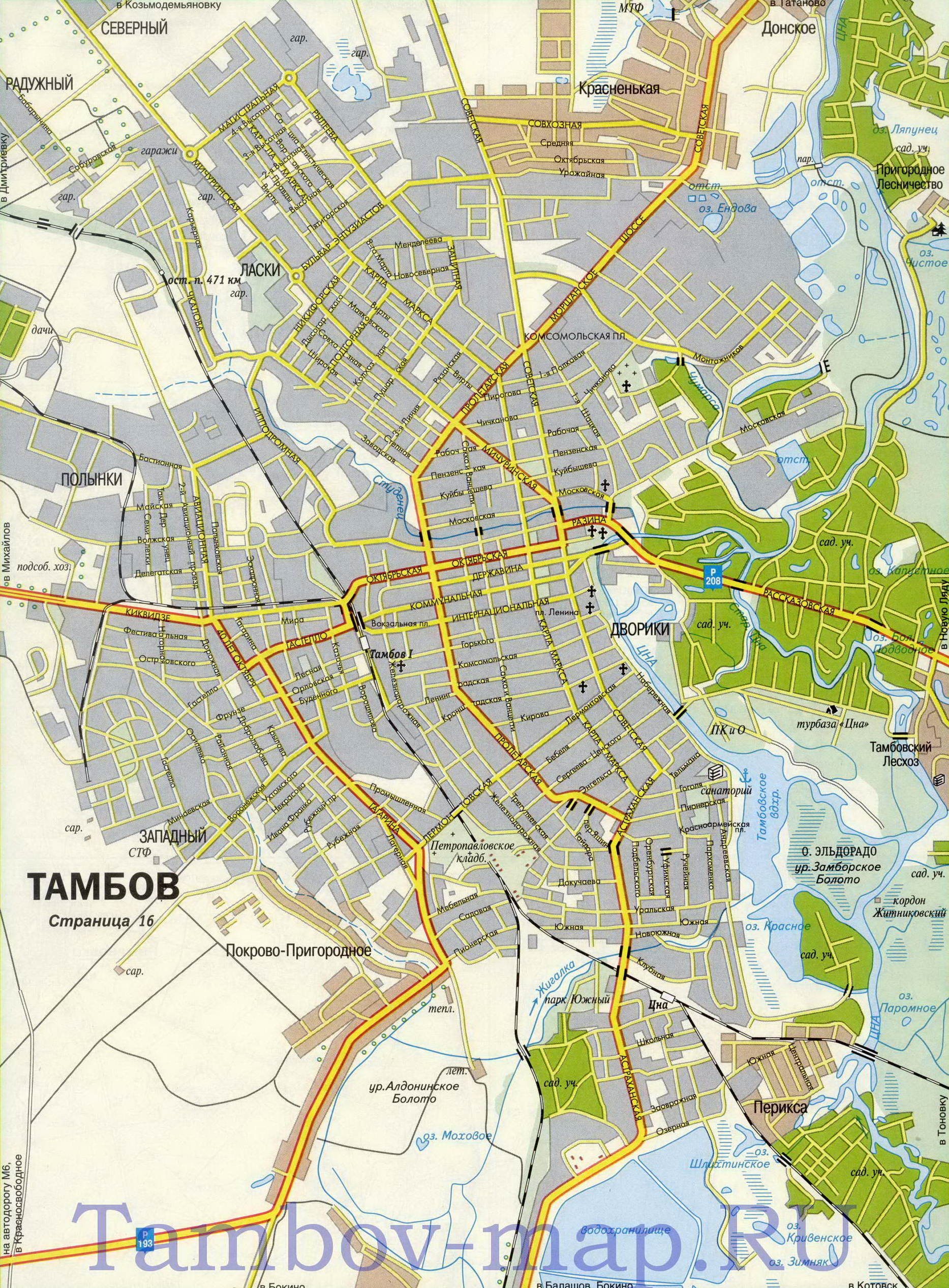 Карта Тамбова автомобильная. Подробная карта автомобильных дорог г Тамбовсо схемой транзитного проезда, A0 -